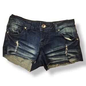 ZCO Womens Juniors Shorts Size 0 Premium‎ Denim Blue Jean Destroyed Shortie